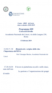 Programma SID – seminario 13 febbraio –